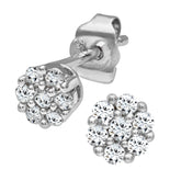 0.2ct Round Diamond Flower Cluster Stud  Earrings in 9ct White Gold